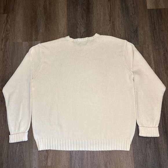 Polo Ralph Lauren Sweater Mens XL Cream Ivory Cotton Crewneck Pullover Classic - Picture 2 of 10